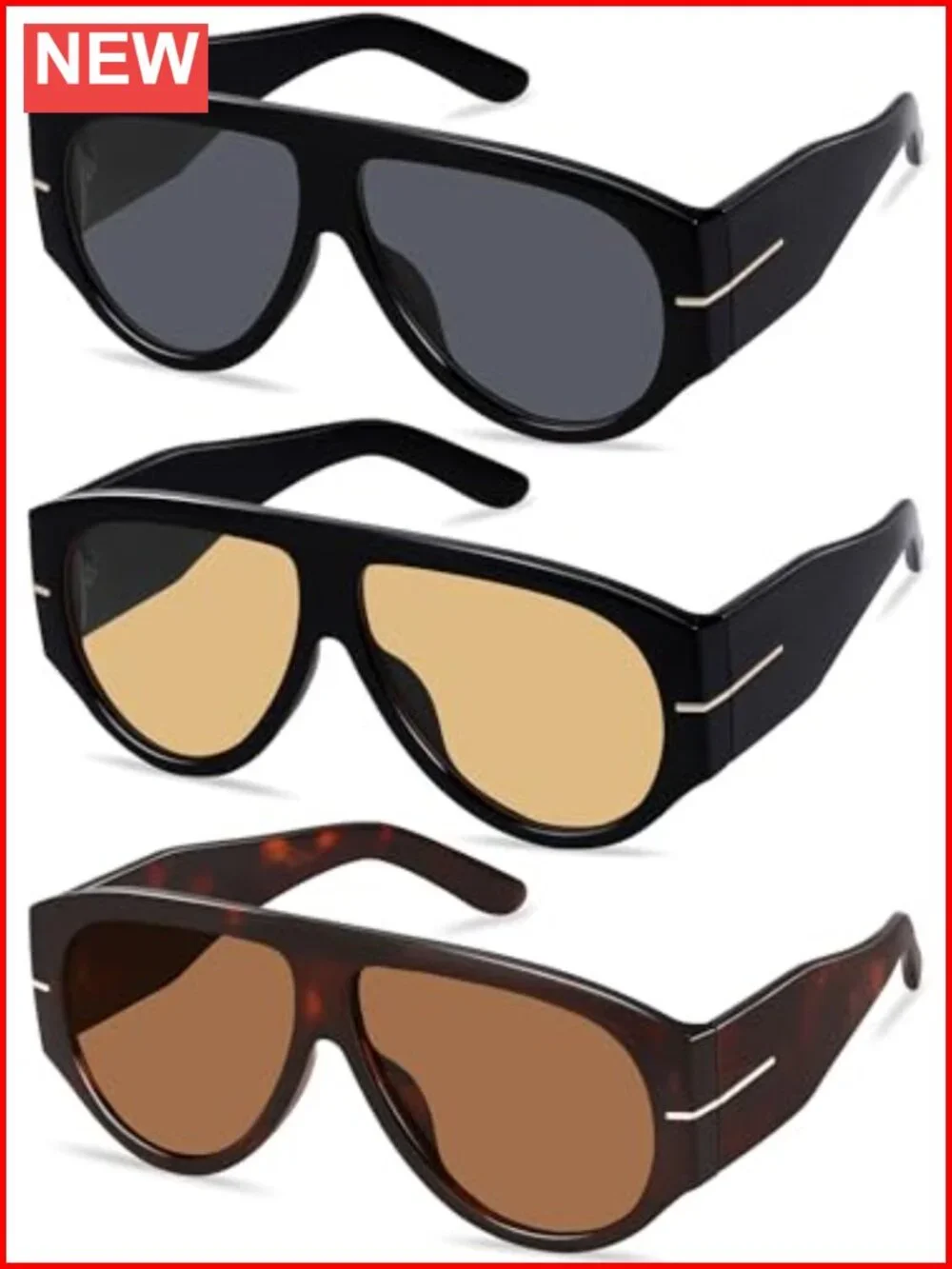 Oversized Retro Aviator Sunglasses UV400 Protection for Women Men
